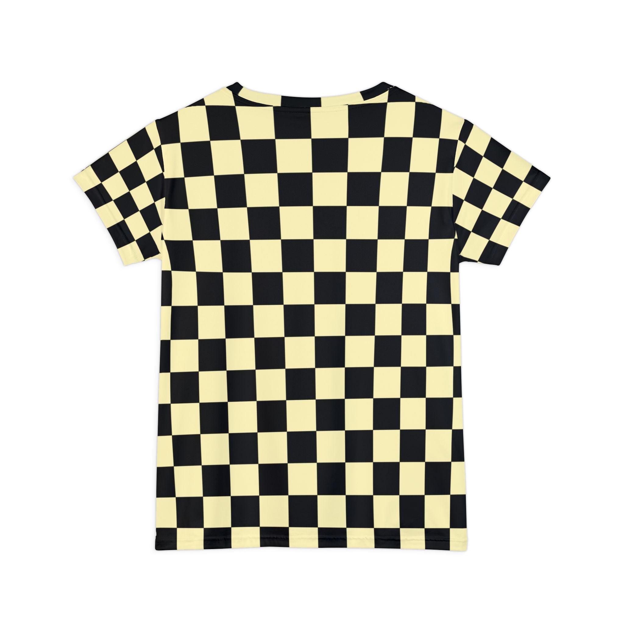 Checkerboard Black and Yellow Women's Short Sleeve Shirt (AOP), Artsulli - Art is Long, Life is Short, All Over Prints, , , , , , , 