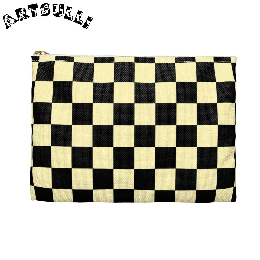 JAKKOUTTHEBXX Checkerboard Black and Yellow Accessory Pouch