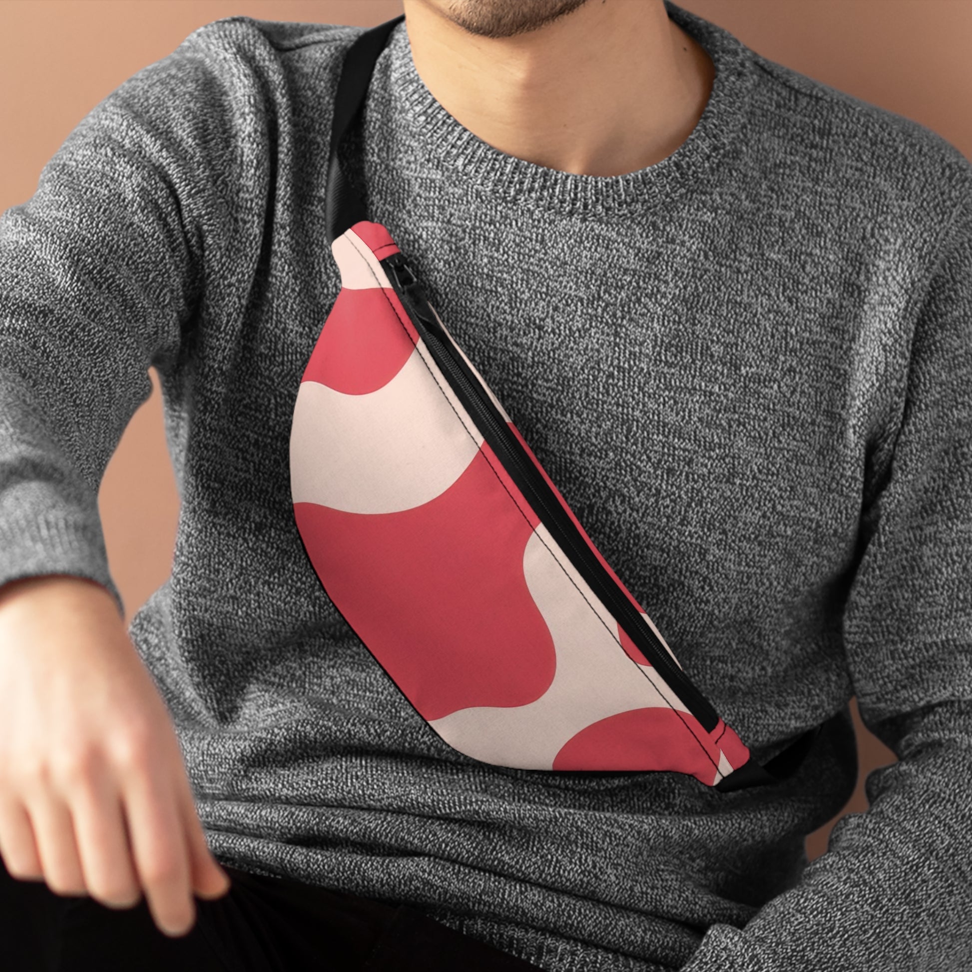 Red Jungle Cow Fanny Pack, Artsulli - Art is Long, Life is Short, Bags, , , , , , , 