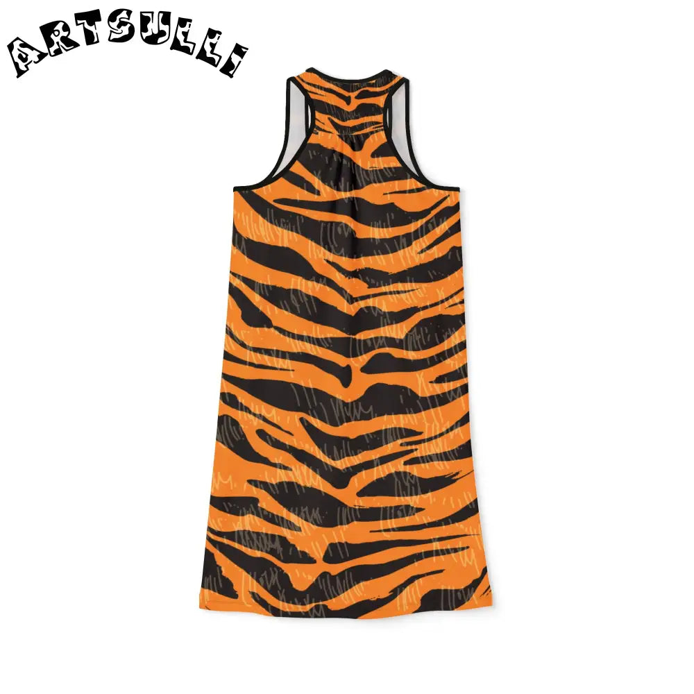 JAKKOUTTHEBXX Tiger Scratches Orange & Black Women’s Racerback Dress