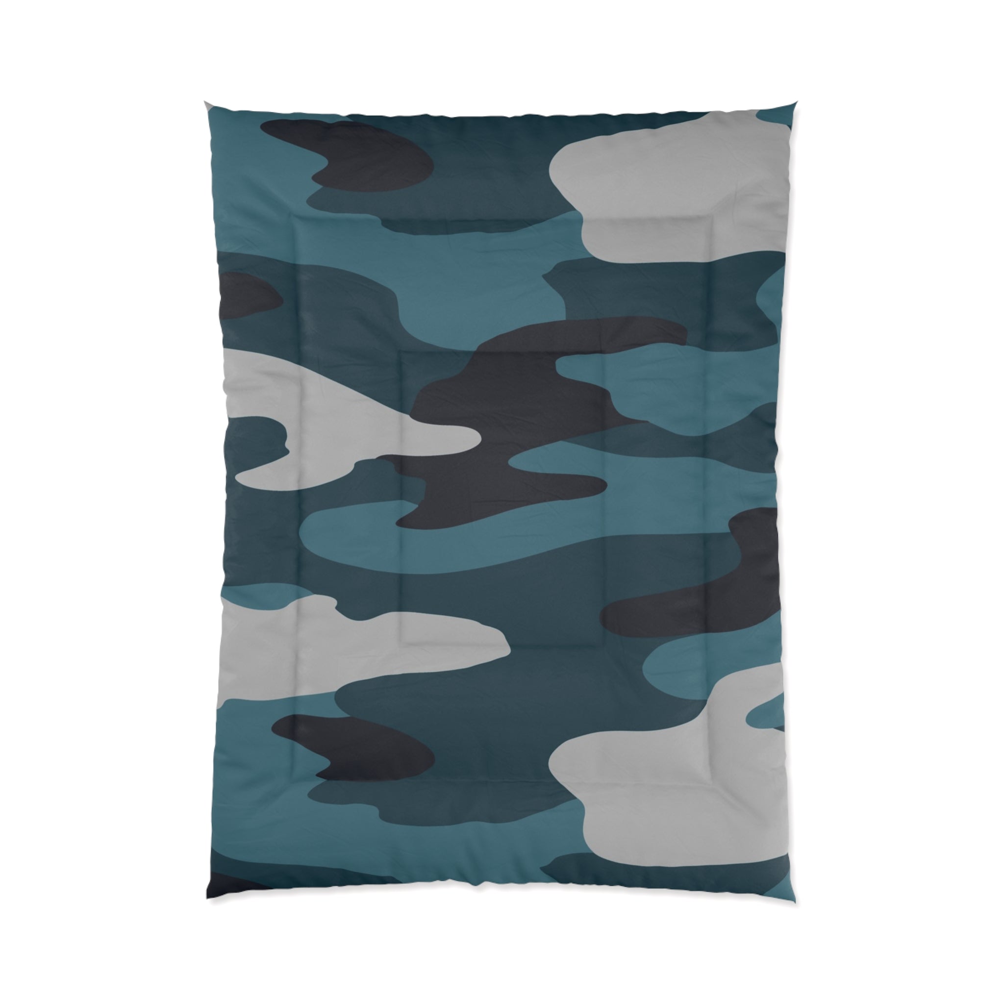 Blue Camouflage Comforter, Artsulli - Art is Long, Life is Short, Home Decor, Size, 68" × 92", , , , , 98645778431740