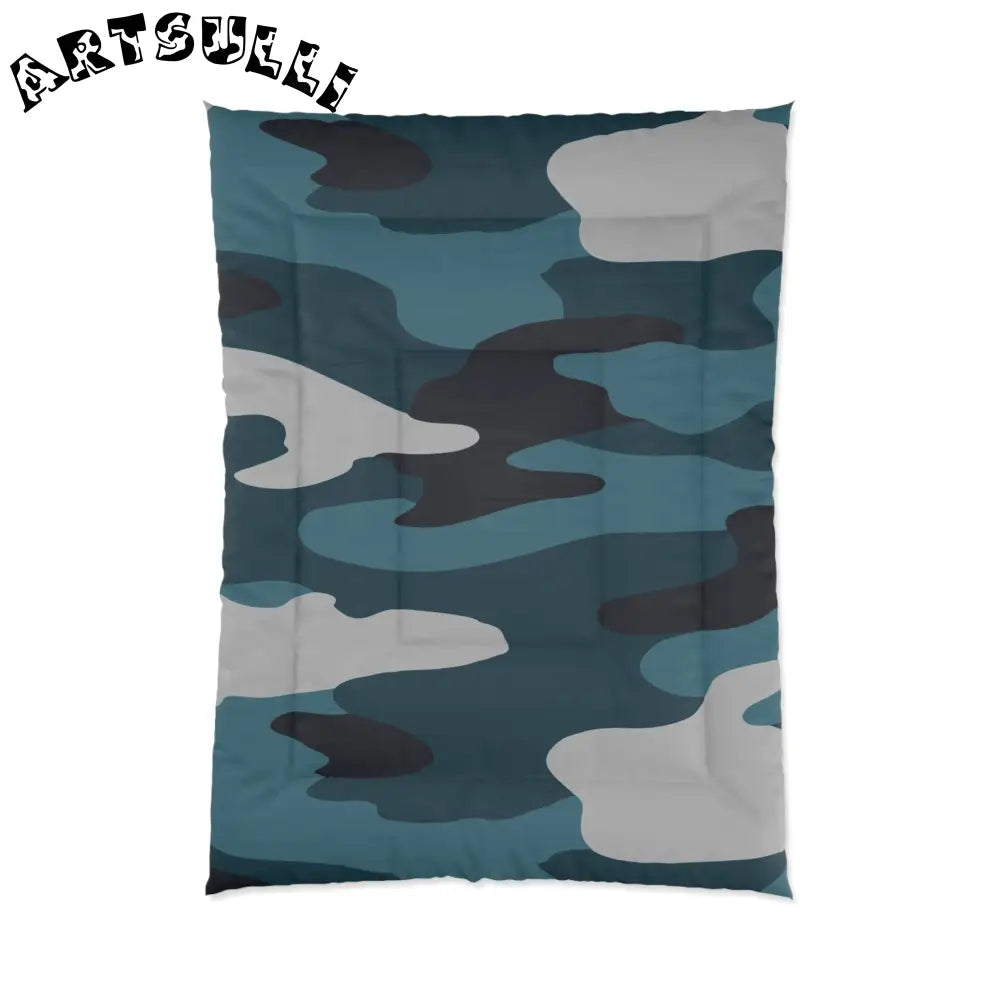 JAKKOUTTHEBXX Blue Camouflage Comforter JAKKOUTTHEBXX Artsulli - Art