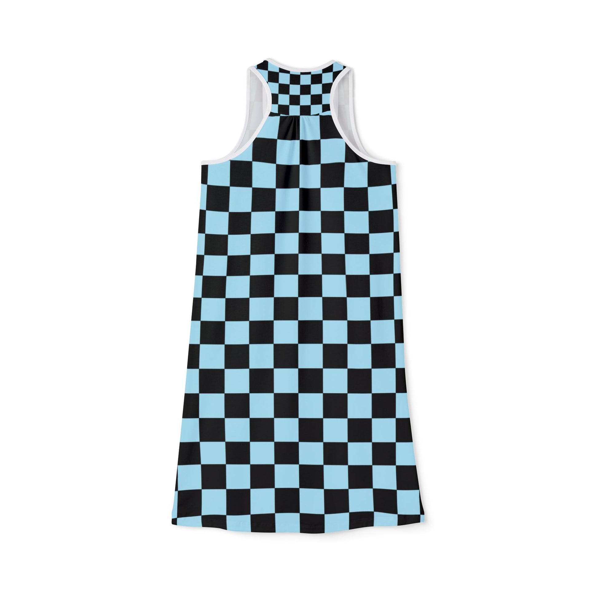 Checkerboard Black and Blue Women's Racerback Dress (AOP), Artsulli - Art is Long, Life is Short, Tank Top, , , , , , , 