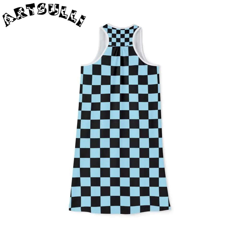 JAKKOUTTHEBXX Checkerboard Black and Blue Women’s Racerback Dress