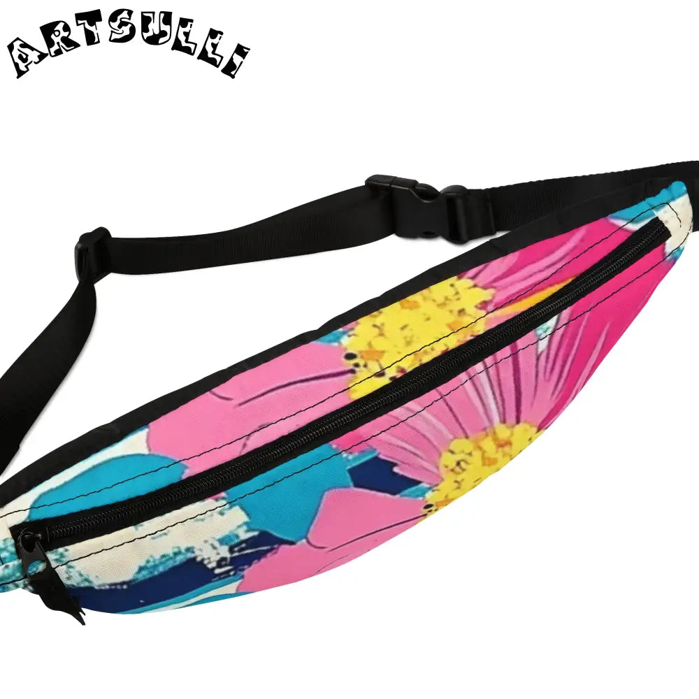 JAKKOUTTHEBXX Dayglo Floral Stripes Multi-Color Fanny Pack
