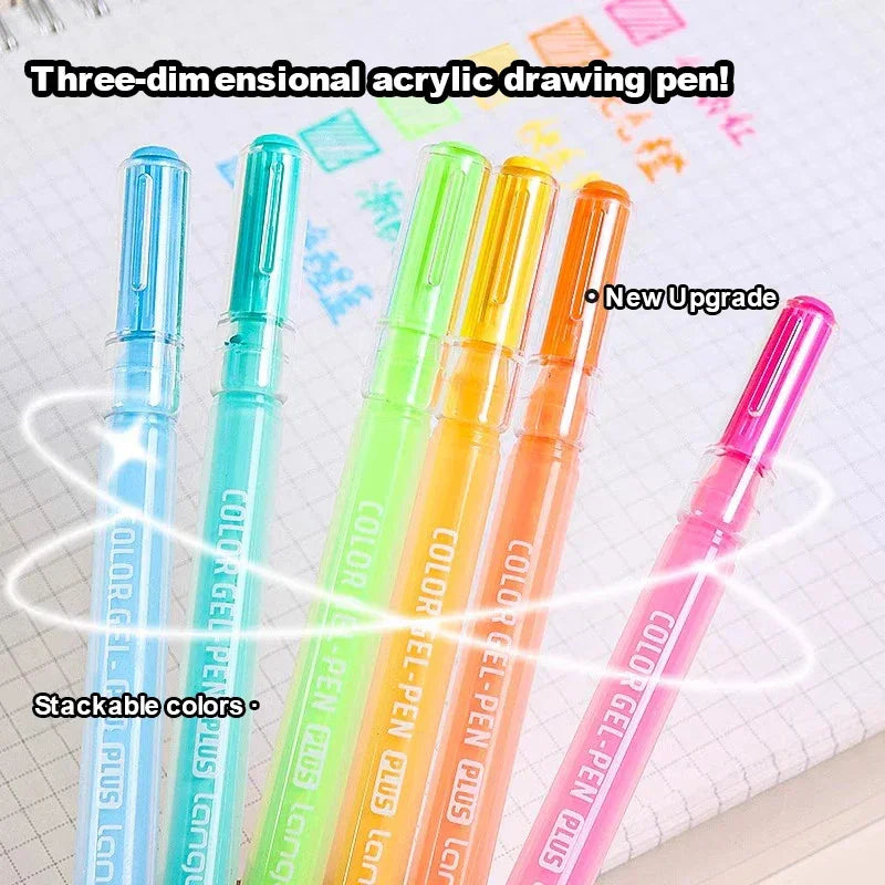 Buy The Best By Artsulli - Art is Long Life Short - Languo Three-Dimensional Effect Acrylic Painting Gel Pens Set 1.0mm Tip Kawaii