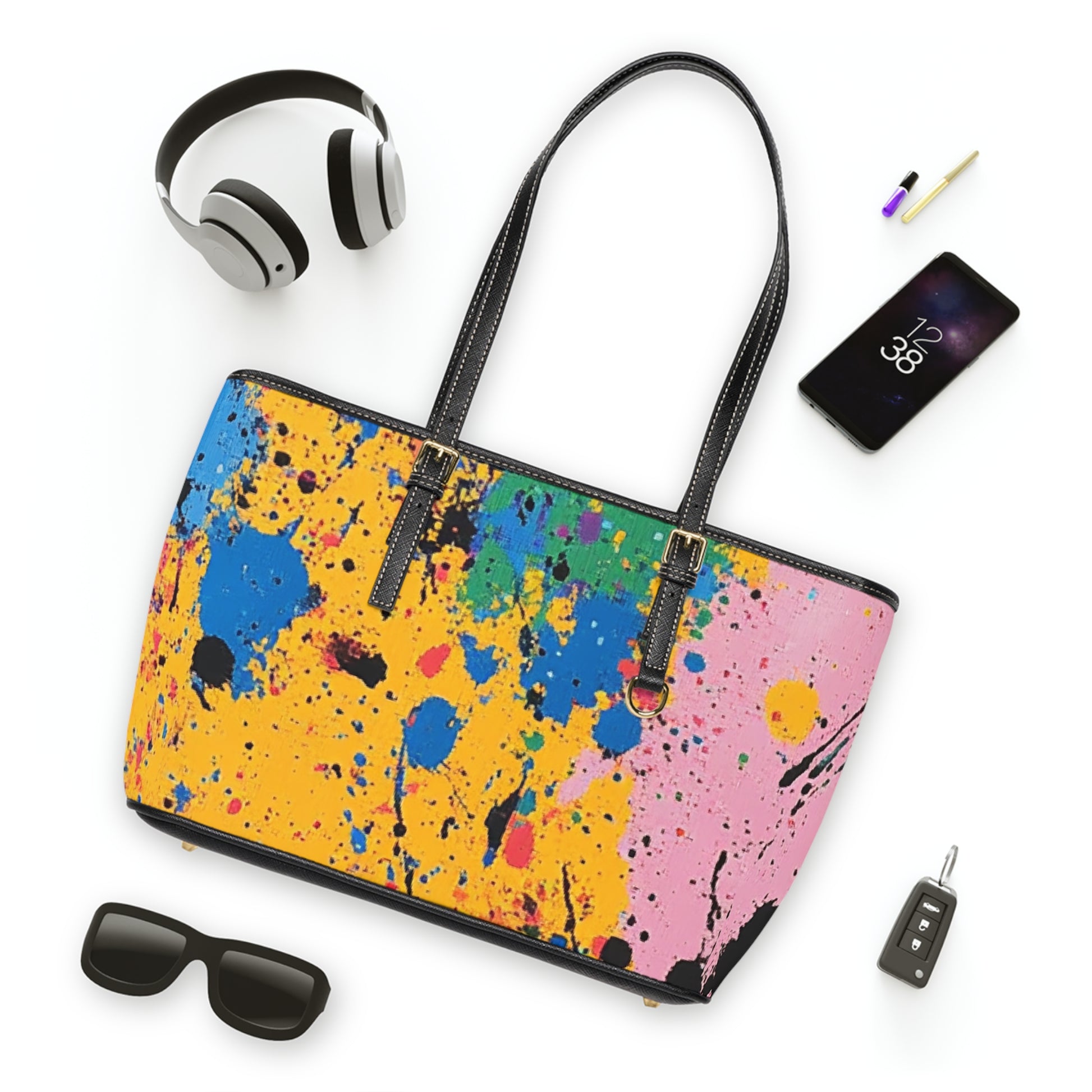 The Colors Of Paint Splatter PU Leather Shoulder Bag, Artsulli - Art is Long, Life is Short, Bags, , , , , , , 