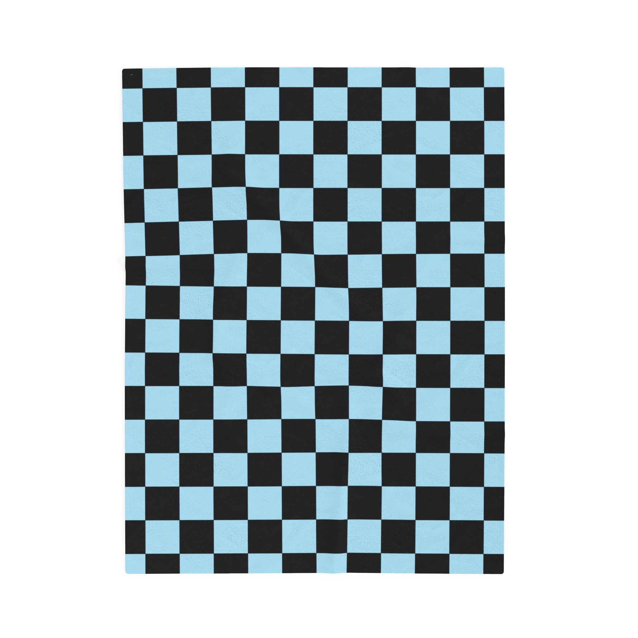 Checkerboard Black and Blue Velveteen Plush Blanket, Artsulli - Art is Long, Life is Short, All Over Prints, Size, 30" × 40", , , , , 23759288868172821379