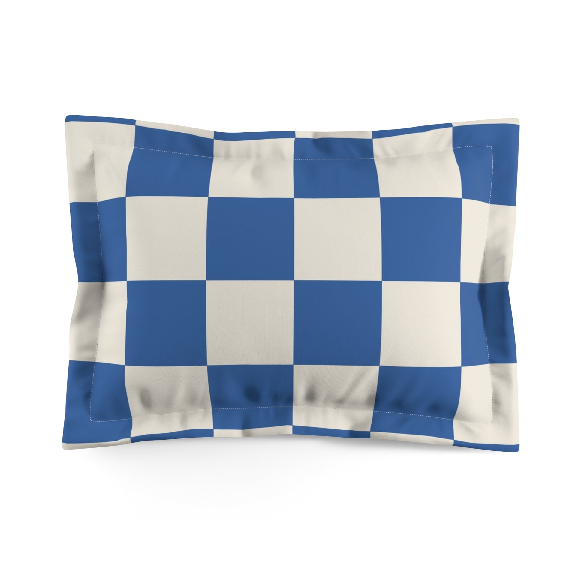 Checkerboard Blue Microfiber Pillow Sham, Artsulli - Art is Long, Life is Short, Home Decor, Size, Standard, , , , , 26298574860750106367