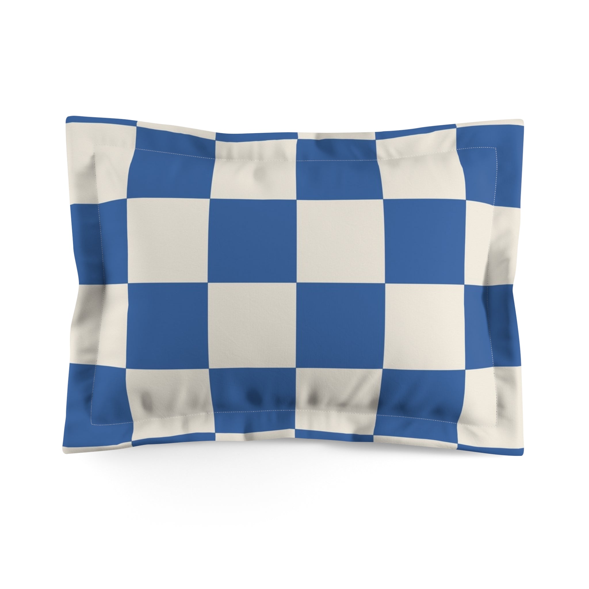 Checkerboard Blue Microfiber Pillow Sham, Artsulli - Art is Long, Life is Short, Home Decor, Size, Standard, , , , , 26298574860750106367