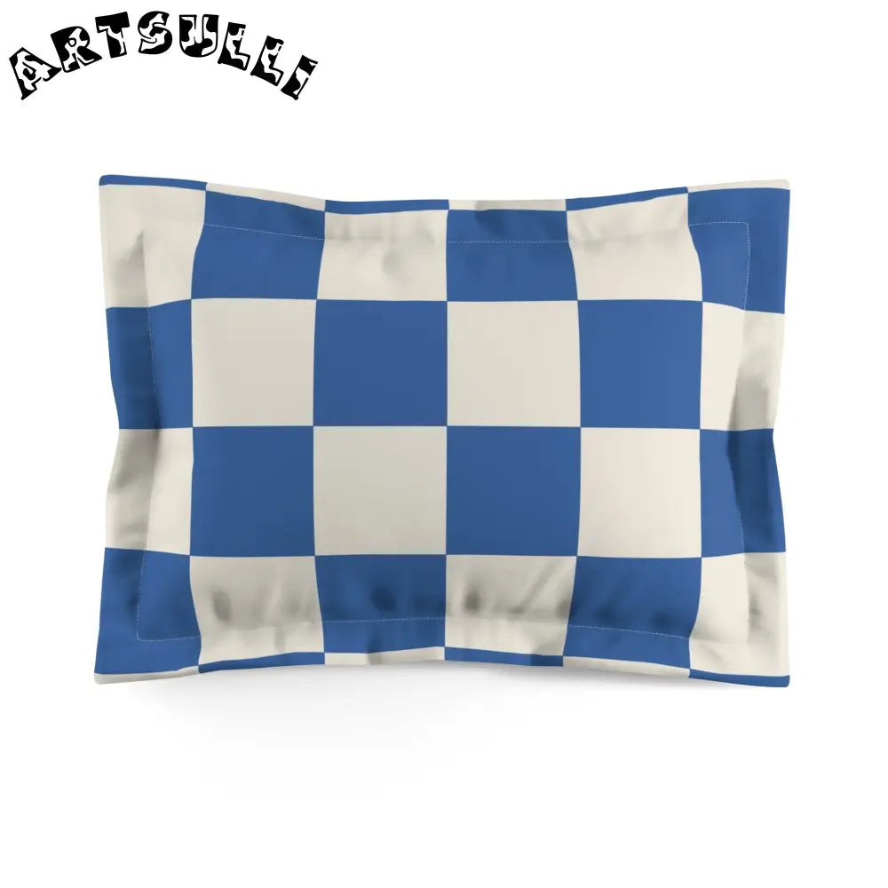 JAKKOUTTHEBXX Checkerboard Blue Microfiber Pillow Sham JAKKOUTTHEBXX