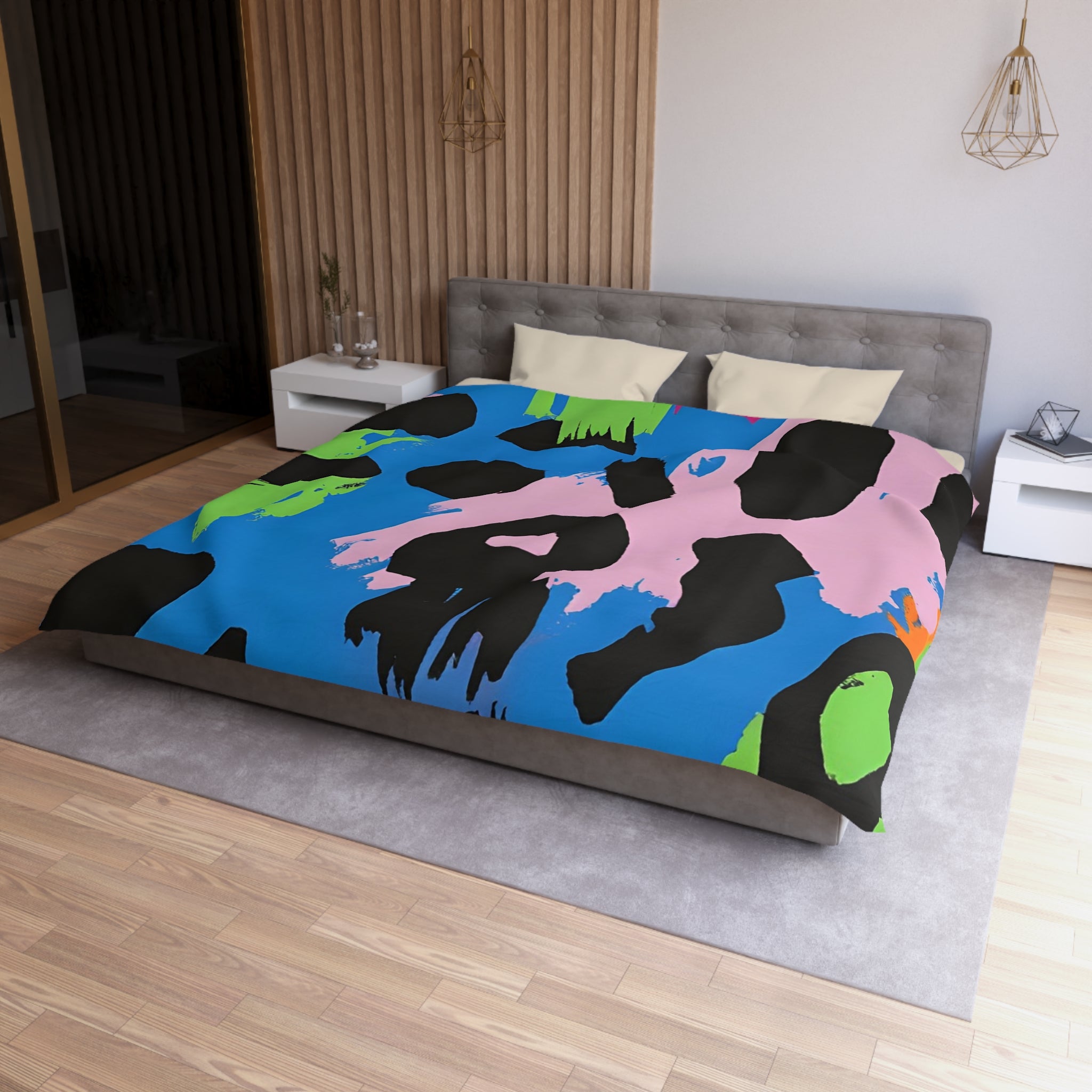 90s Neon Microfiber Duvet Cover, Artsulli - Art is Long, Life is Short, Home Decor, , , , , , , 
