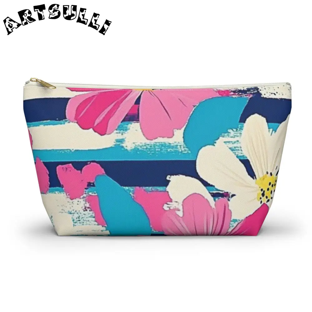 JAKKOUTTHEBXX Dayglo Floral Stripes Multi-Color Accessory Pouch w