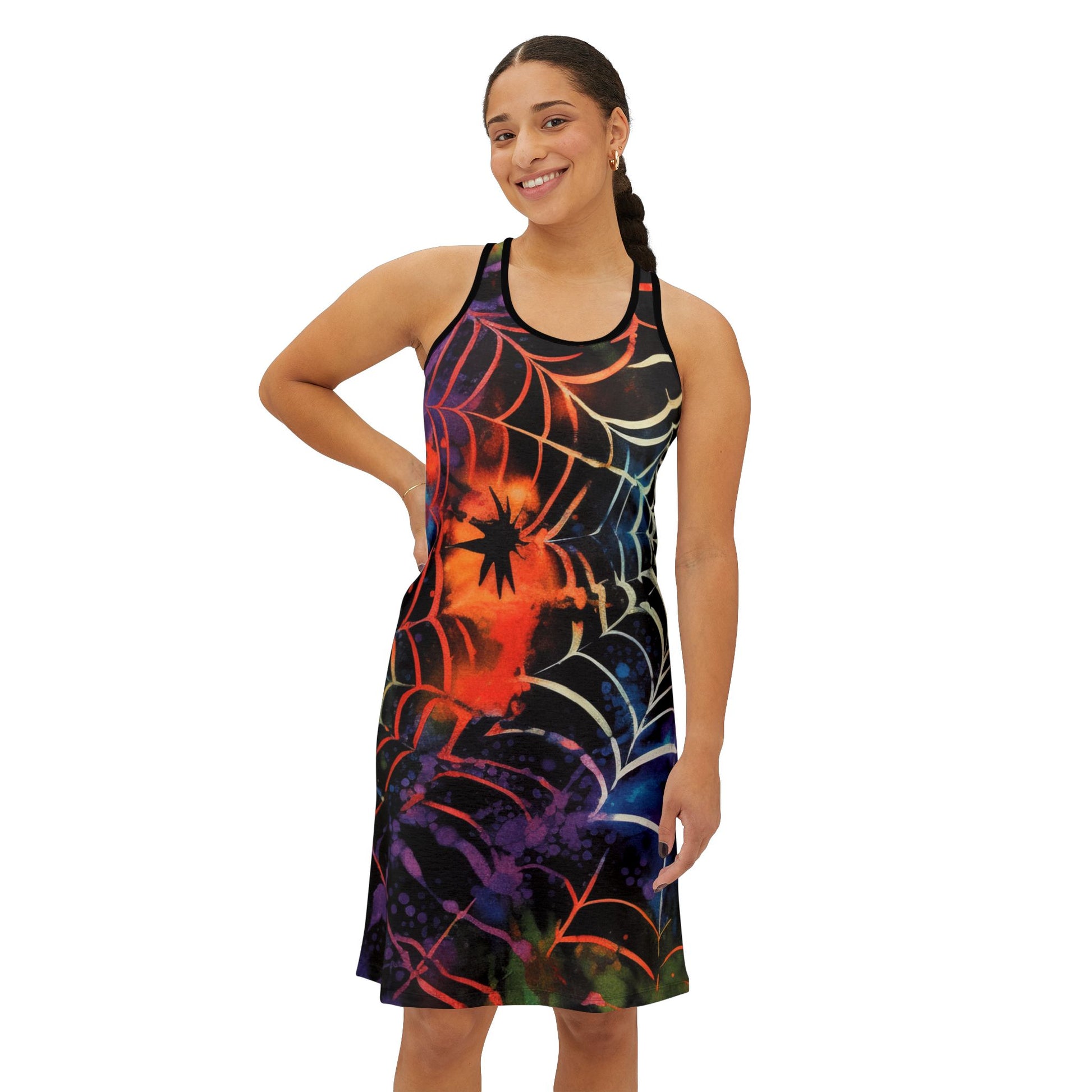 Spider Web Tie Dye Women's Racerback Dress (AOP), Artsulli - Art is Long, Life is Short, Tank Top, , , , , , , 