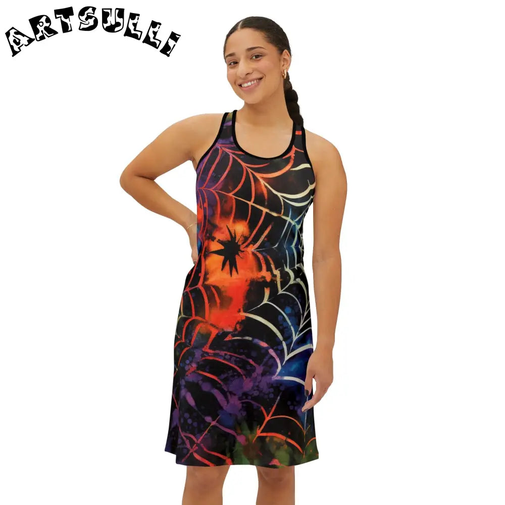 JAKKOUTTHEBXX Colorful Spider Web Tank Dress 2025