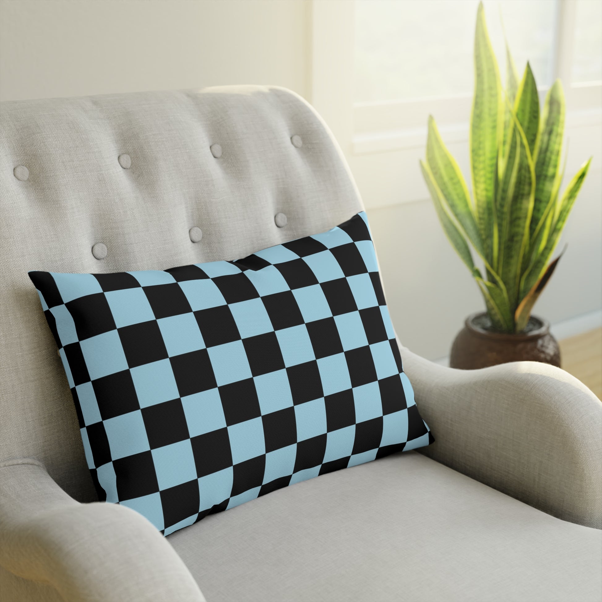 Checkerboard Black and Blue Cushion, Artsulli - Art is Long, Life is Short, Home Decor, , , , , , , 