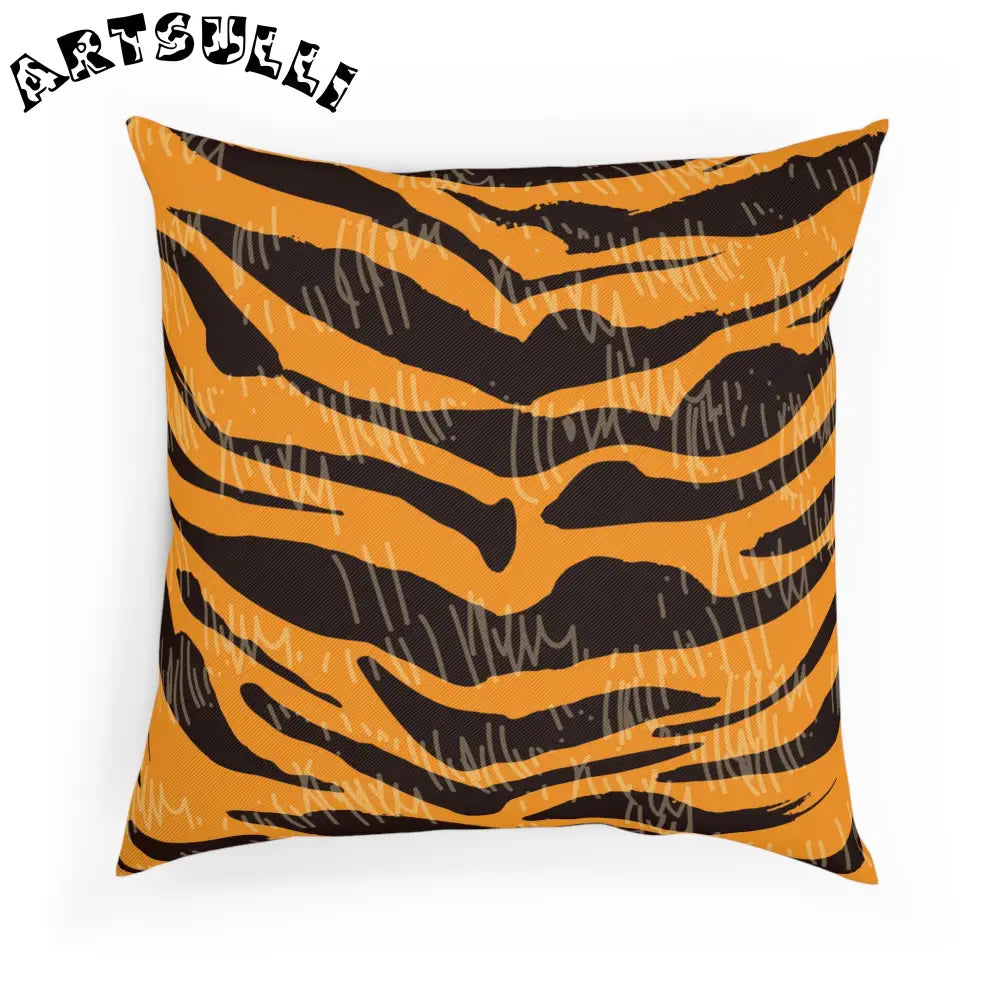 JAKKOUTTHEBXX Tiger Scratches Orange & Black Cushion JAKKOUTTHEBXX