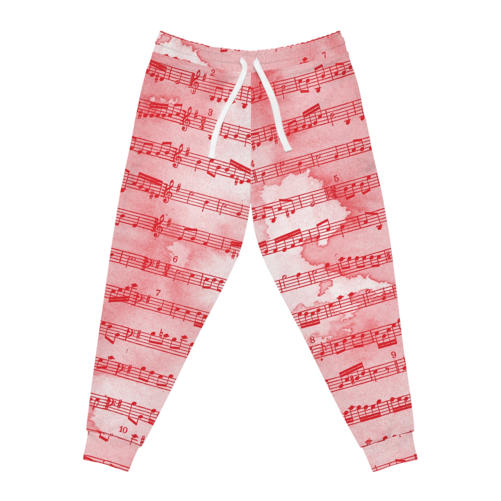 Drip Spill Type Beat Sheet Music II Red Athletic Joggers (AOP), Artsulli - Art is Long, Life is Short, All Over Prints, Size, S, Color, Seam thread color automatically matched to design, , , 13155161846073659279