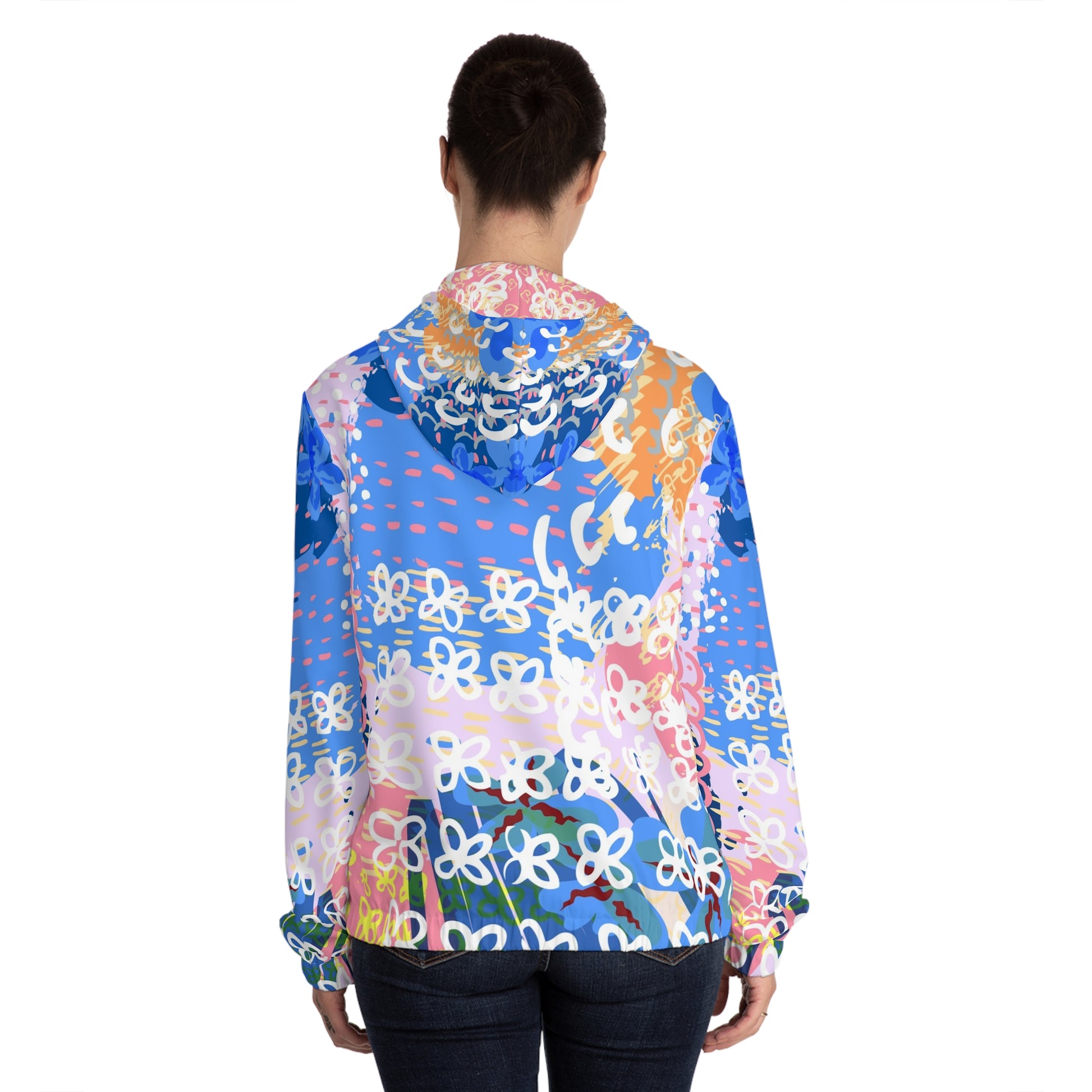 Flowers x Doodles x Hearts Multi-Color Women’s Full-Zip Hoodie (AOP), Artsulli - Art is Long, Life is Short, All Over Prints, , , , , , , 