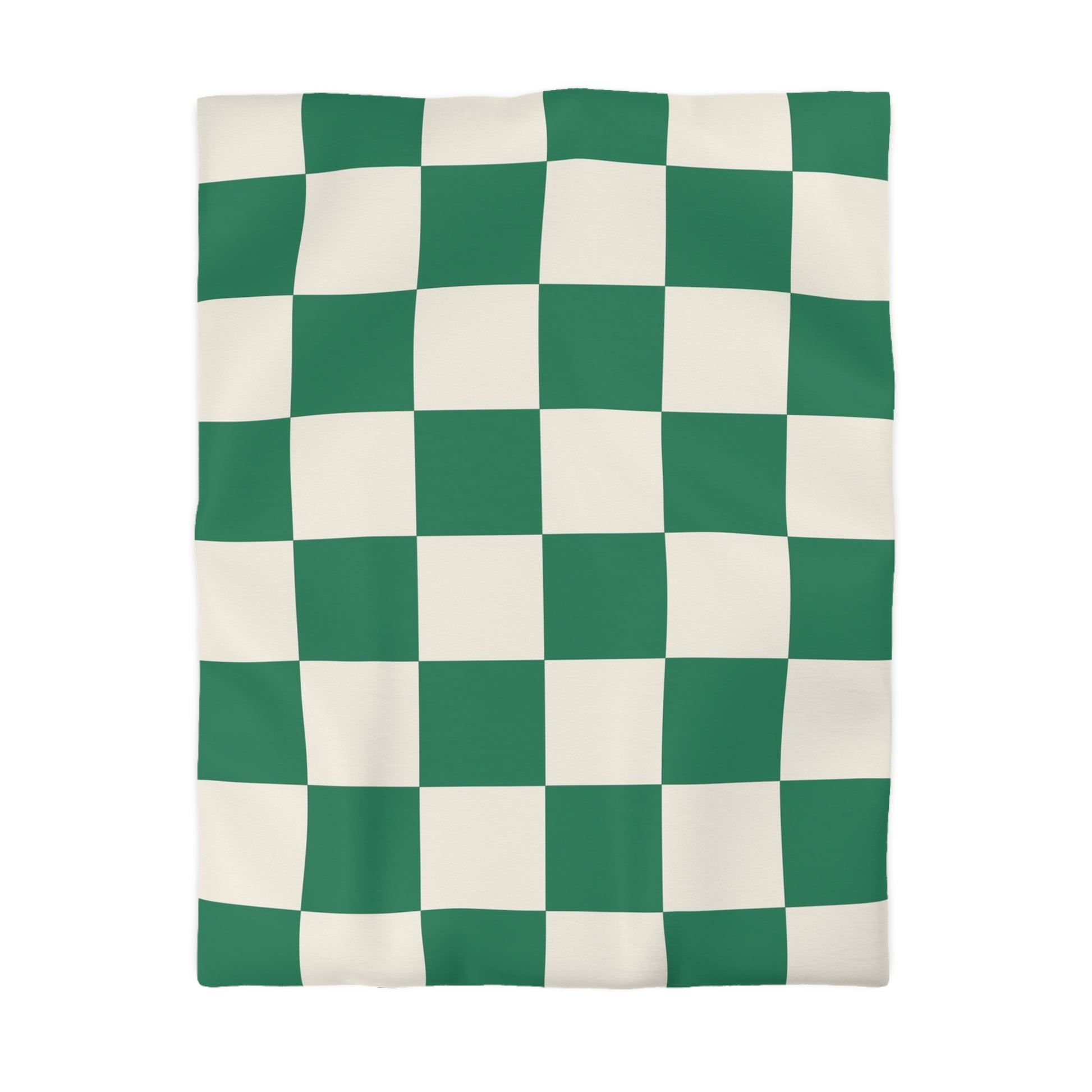 Checkerboard Dark Green Microfiber Duvet Cover, Artsulli - Art is Long, Life is Short, Home Decor, Size, Twin, Color, Cream, , , 53425026817282059168