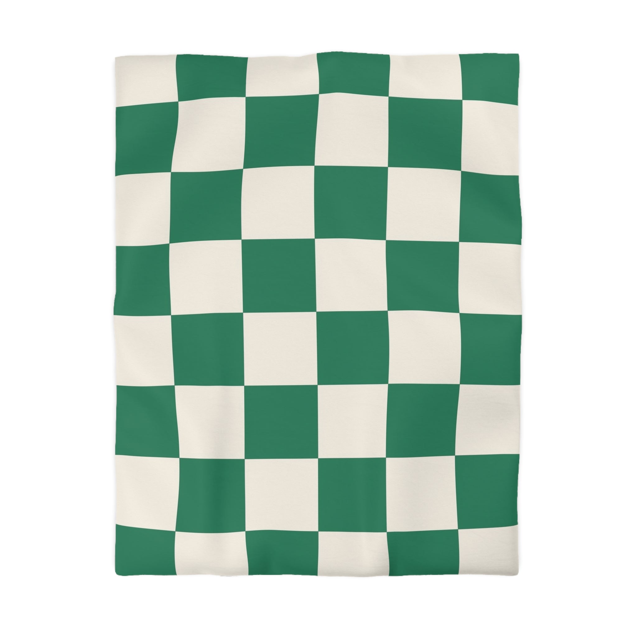 Checkerboard Dark Green Microfiber Duvet Cover, Artsulli - Art is Long, Life is Short, Home Decor, Size, Twin, Color, Cream, , , 53425026817282059168