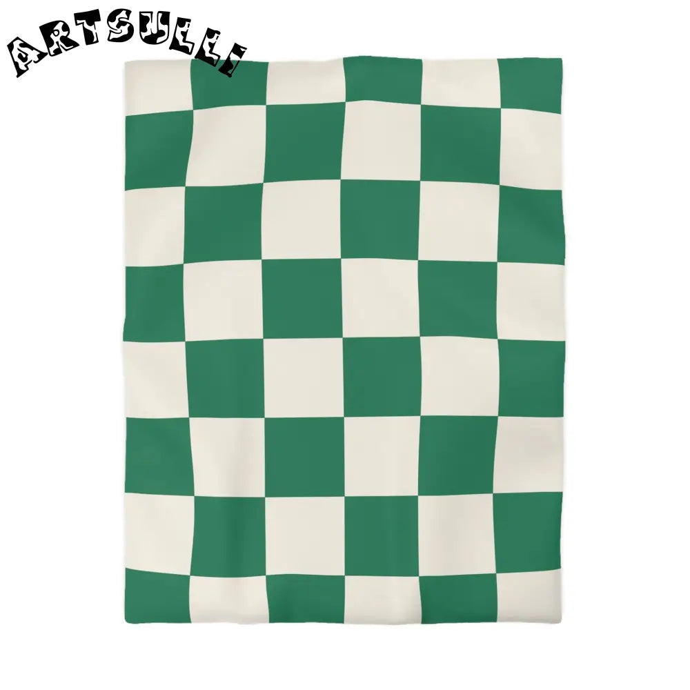 JAKKOUTTHEBXX Checkerboard Dark Green Microfiber Duvet Cover