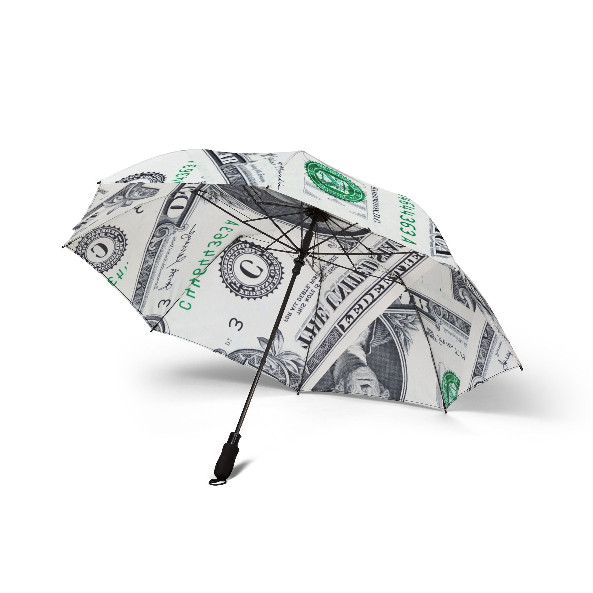 Money Collage Semi-Automatic Foldable Umbrella, Artsulli - Art is Long, Life is Short, Accessories, , , , , , , 