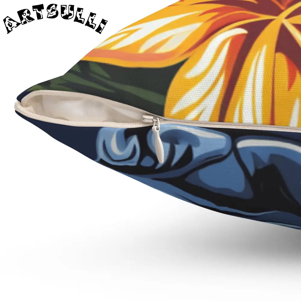 JAKKOUTTHEBXX Tropical Floral Dark Blue Indoor Pillow 2025