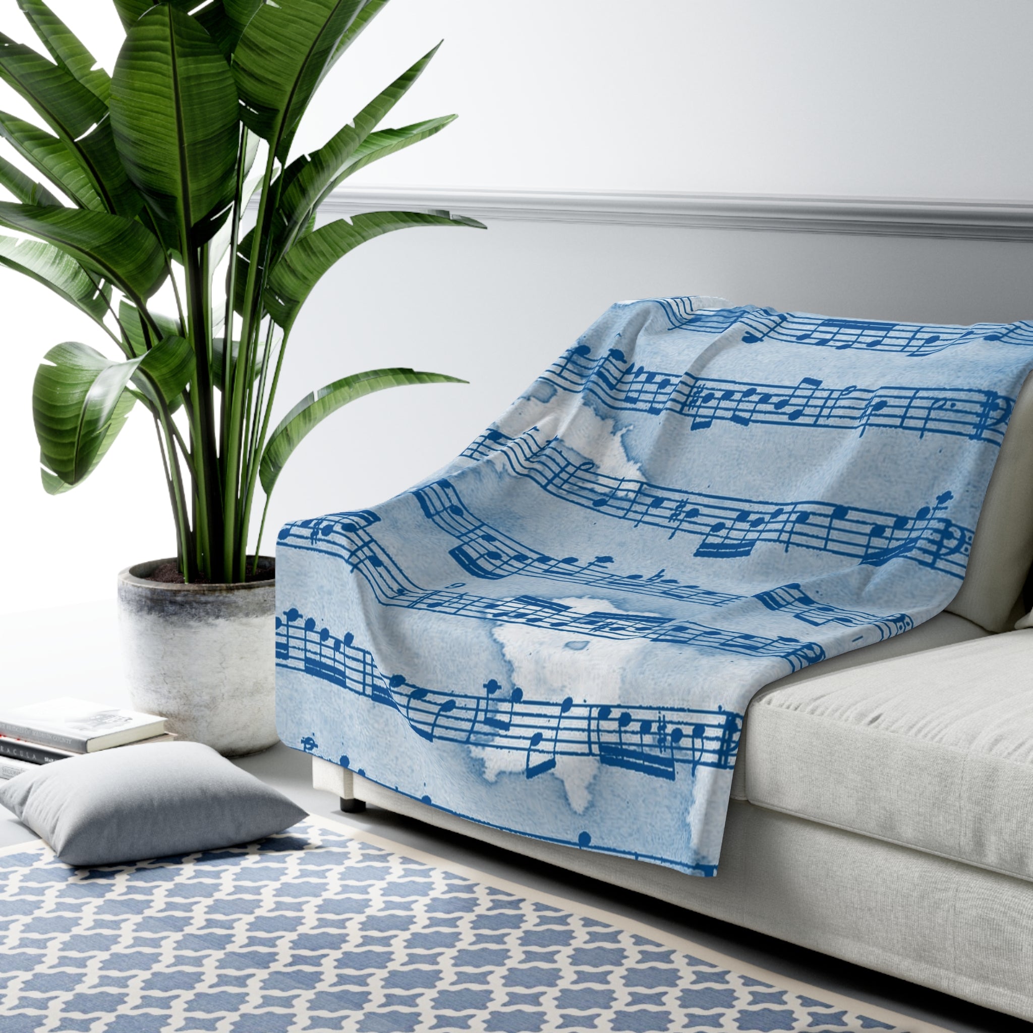 Drip Spill Type Beat Sheet Music Blue Sherpa Fleece Blanket, Artsulli - Art is Long, Life is Short, Home Decor, , , , , , , 