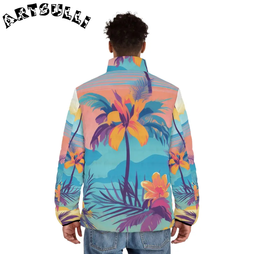 JAKKOUTTHEBXX Sunset Paradise Men’s Puffer Jacket (AOP)