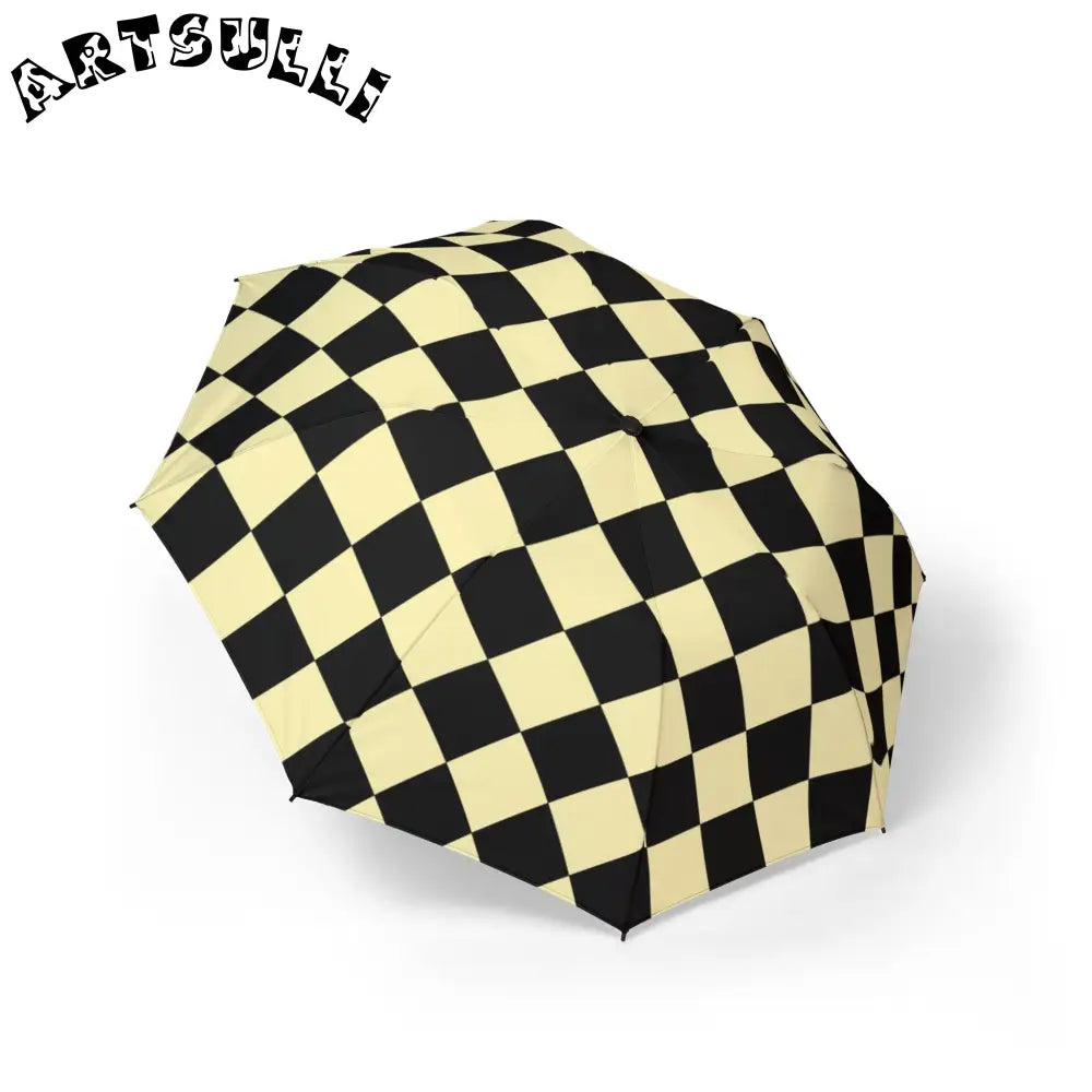 JAKKOUTTHEBXX Checkerboard Black and Yellow Semi-Automatic Foldable