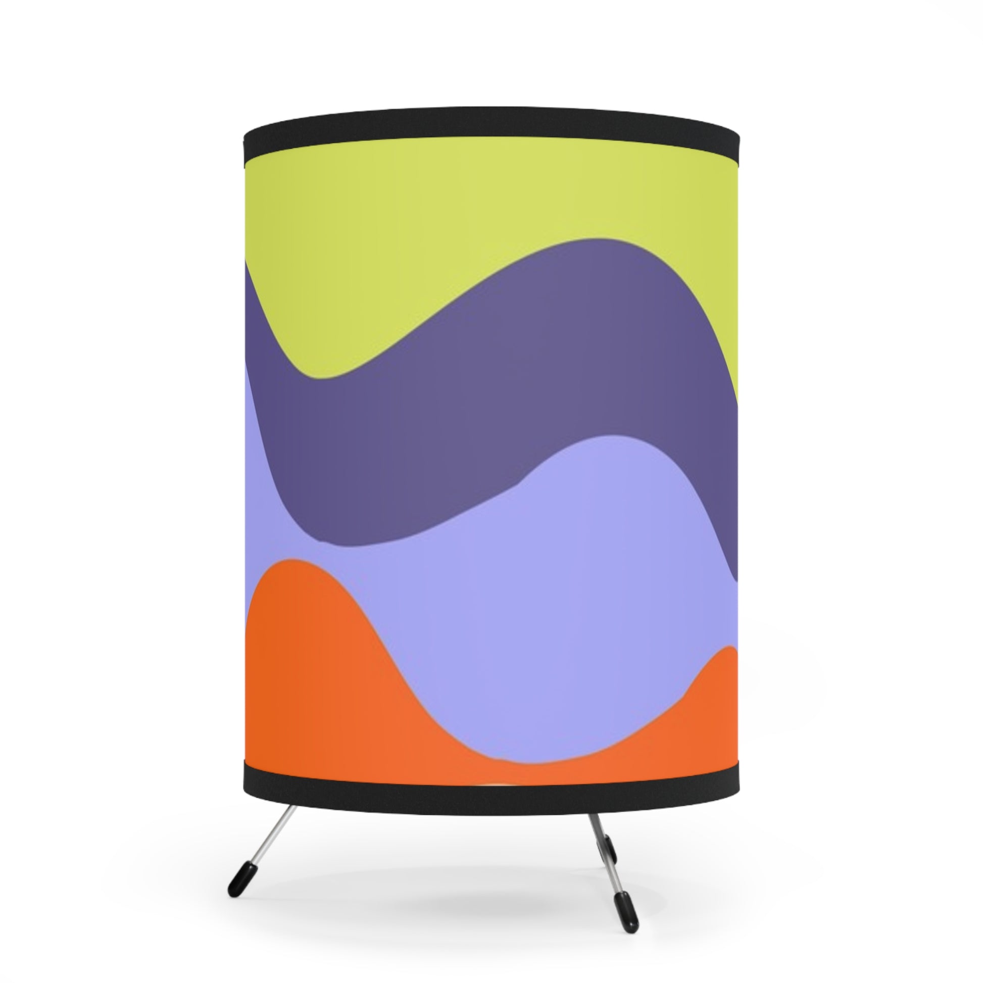 Waves Yellow and Blue Tripod Lamp with High-Res Printed Shade, US\CA plug, Artsulli - Art is Long, Life is Short, Home Decor, , , , , , , 