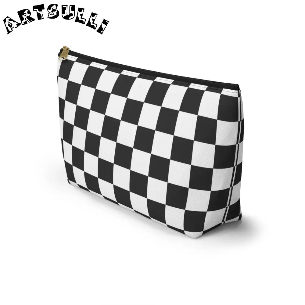 JAKKOUTTHEBXX Checkerboard White and Black Accessory Pouch w