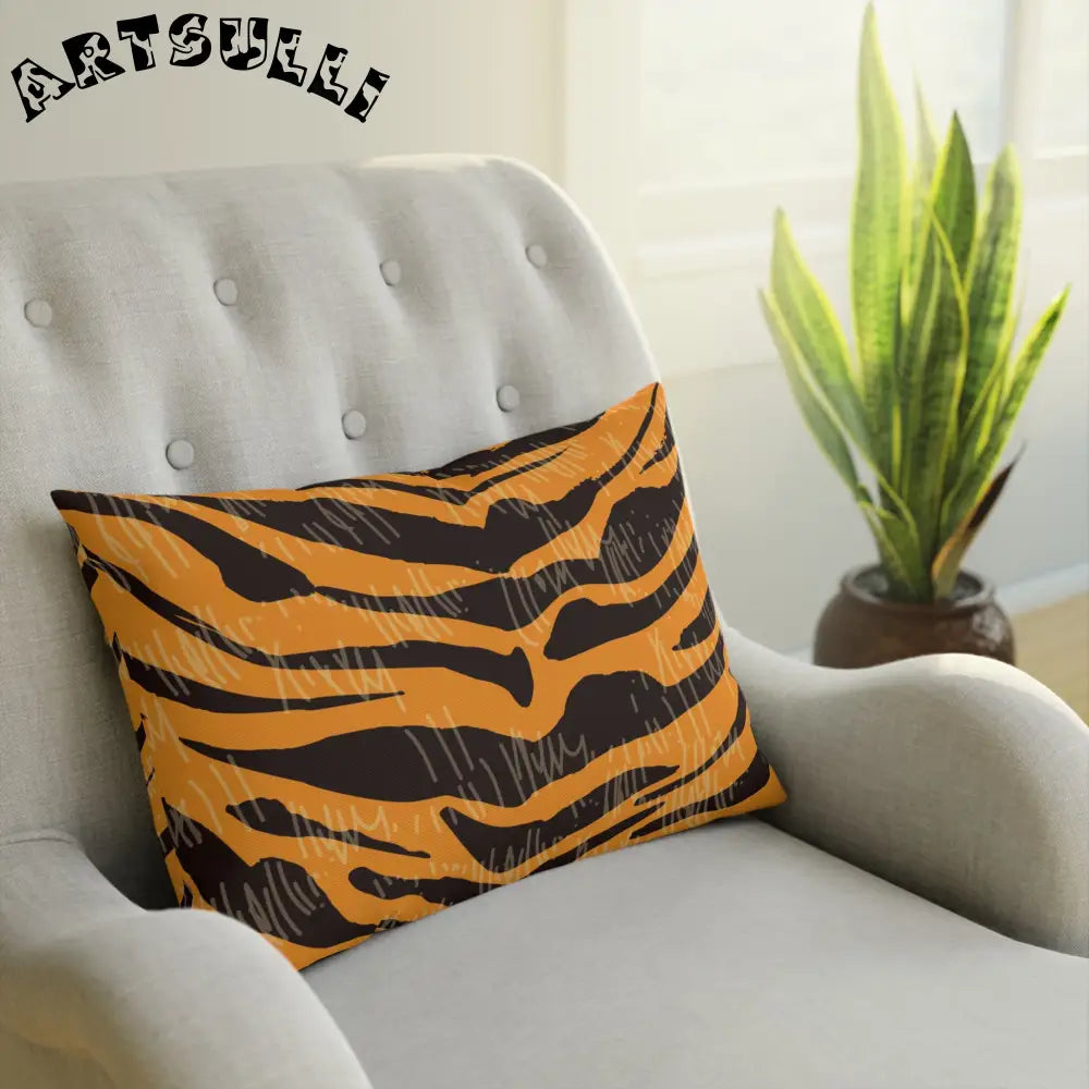JAKKOUTTHEBXX Tiger Scratches Orange & Black Cushion JAKKOUTTHEBXX