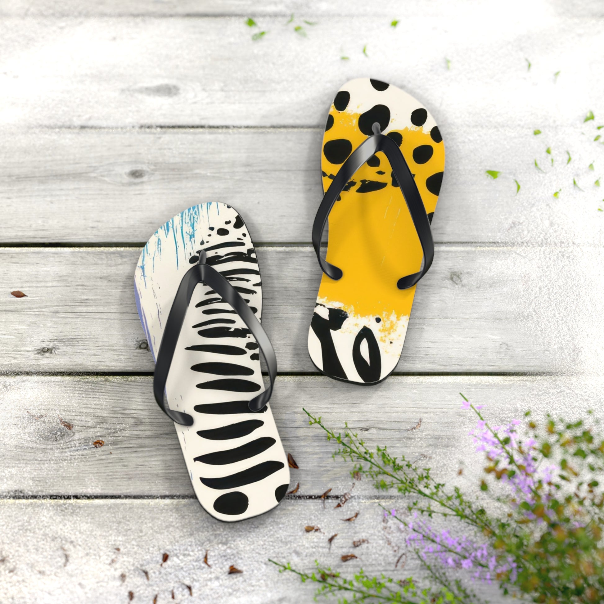 Rae Zebra Rhapsody Flip Flops, Artsulli - Art is Long, Life is Short, Shoes, , , , , , , 