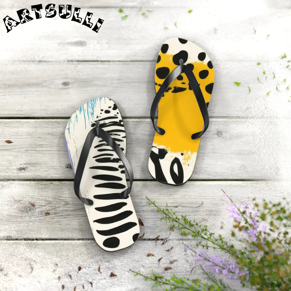 JAKKOUTTHEBXX Rae Zebra Rhapsody Flip Flops JAKKOUTTHEBXX Artsulli