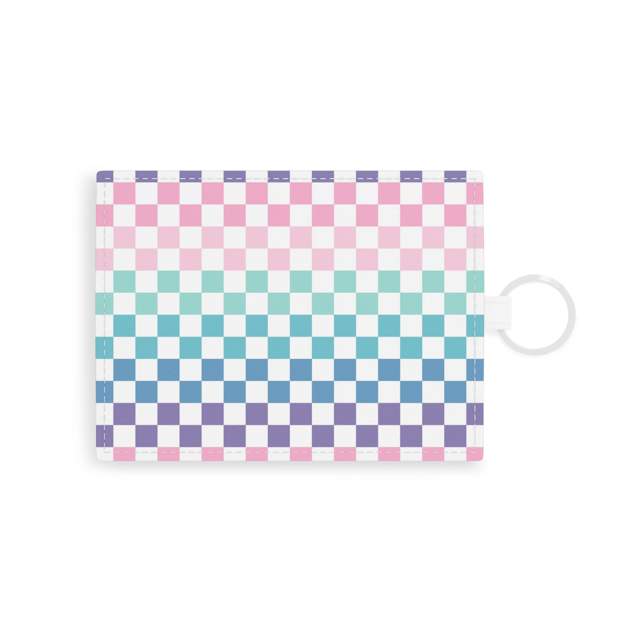 Vaporwave Rainbow  Checkerboard Multi-Color Saffiano Leather Card Holder, Artsulli - Art is Long, Life is Short, Accessories, Size, One size, Color, White, , , 11098476745230176604