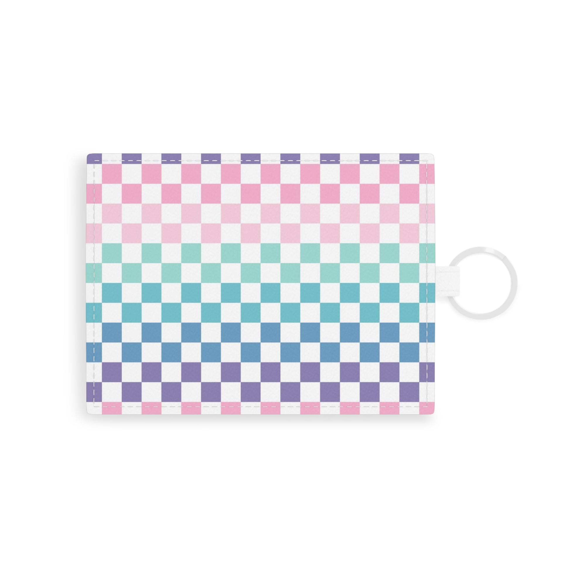 Vaporwave Rainbow  Checkerboard Multi-Color Saffiano Leather Card Holder, Artsulli - Art is Long, Life is Short, Accessories, Size, One size, Color, White, , , 73999043720519110668
