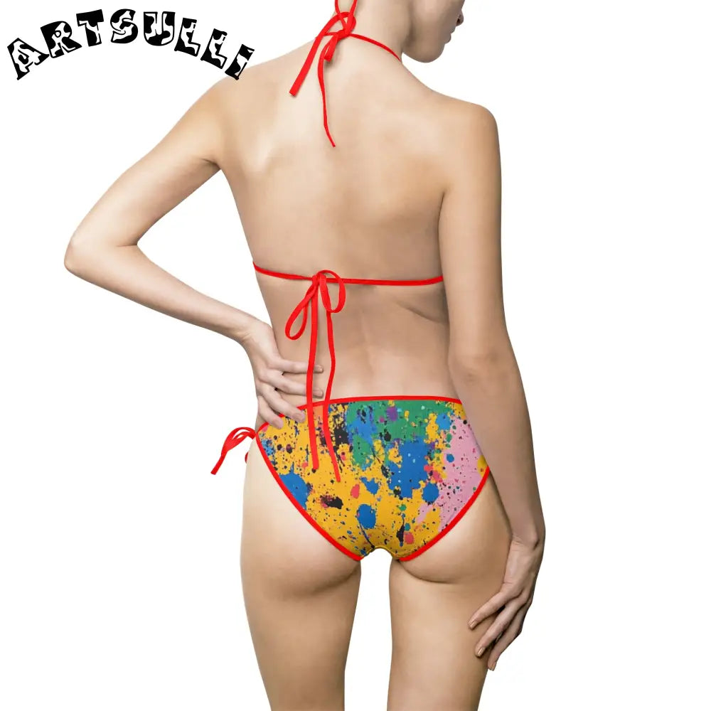 JAKKOUTTHEBXX The Colors Of Paint Splatter Women’s Bikini Swimsuit