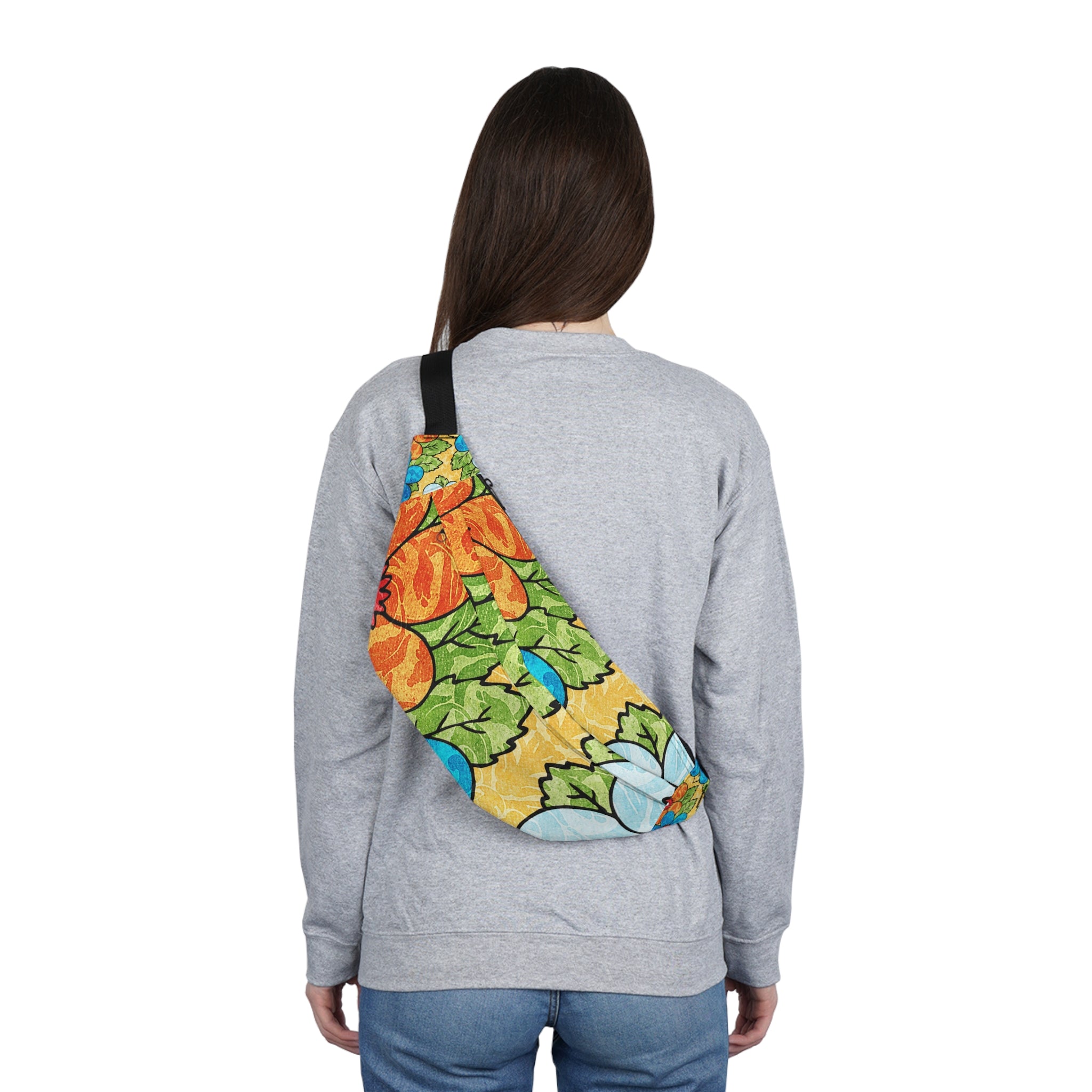 Groovy Yellow Floral Kl Large Fanny Pack, Artsulli - Art is Long, Life is Short, Bags, , , , , , , 