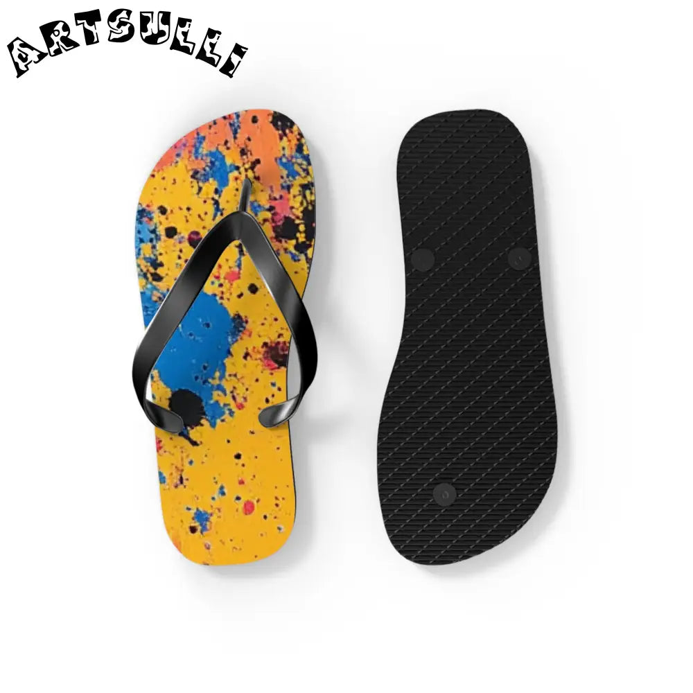 JAKKOUTTHEBXX The Colors Of Paint Splatter Flip Flops JAKKOUTTHEBXX