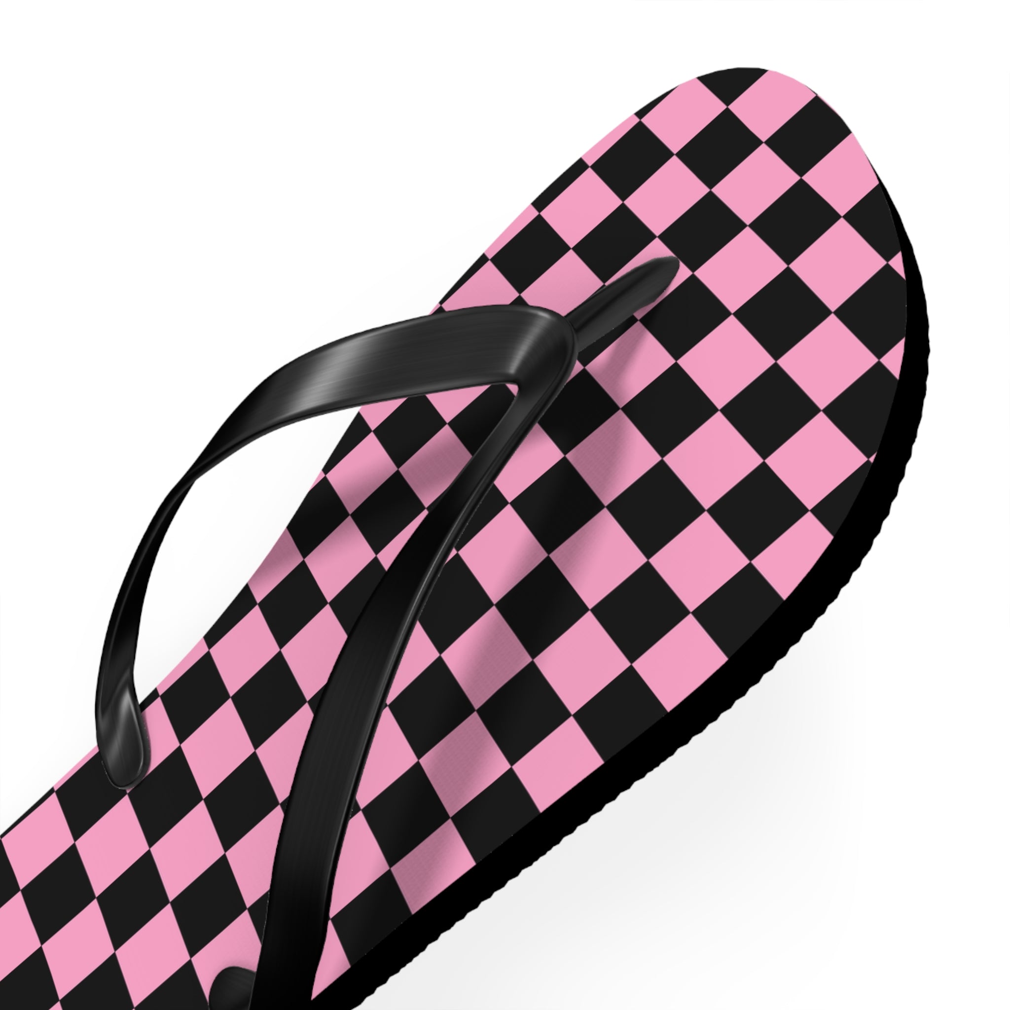 Checkerboard Black and Pink Flip Flops, Artsulli - Art is Long, Life is Short, Shoes, , , , , , , 