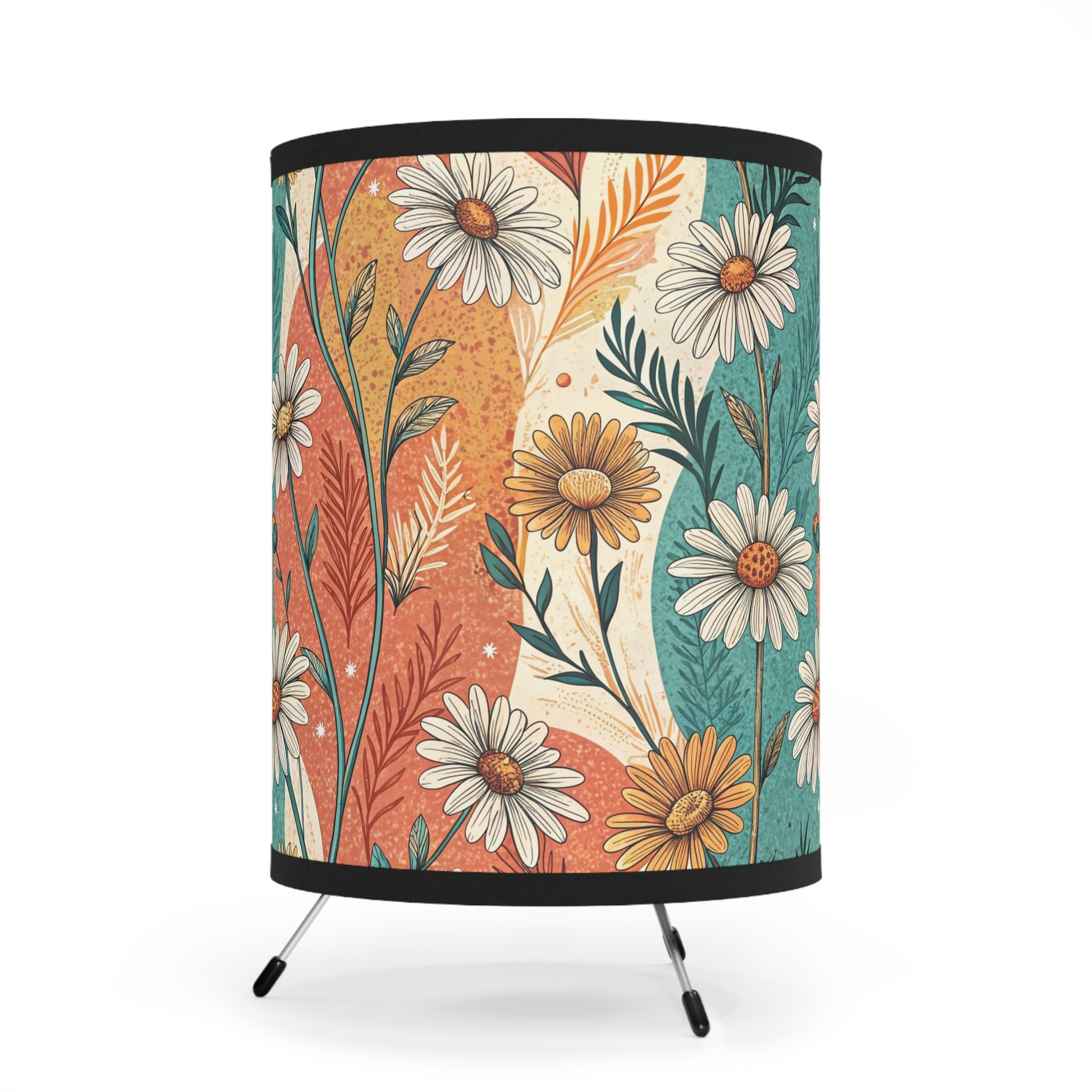 Retro Daisy Dream Tripod Lamp with High-Res Printed Shade, US\CA plug, Artsulli - Art is Long, Life is Short, Home Decor, , , , , , , 