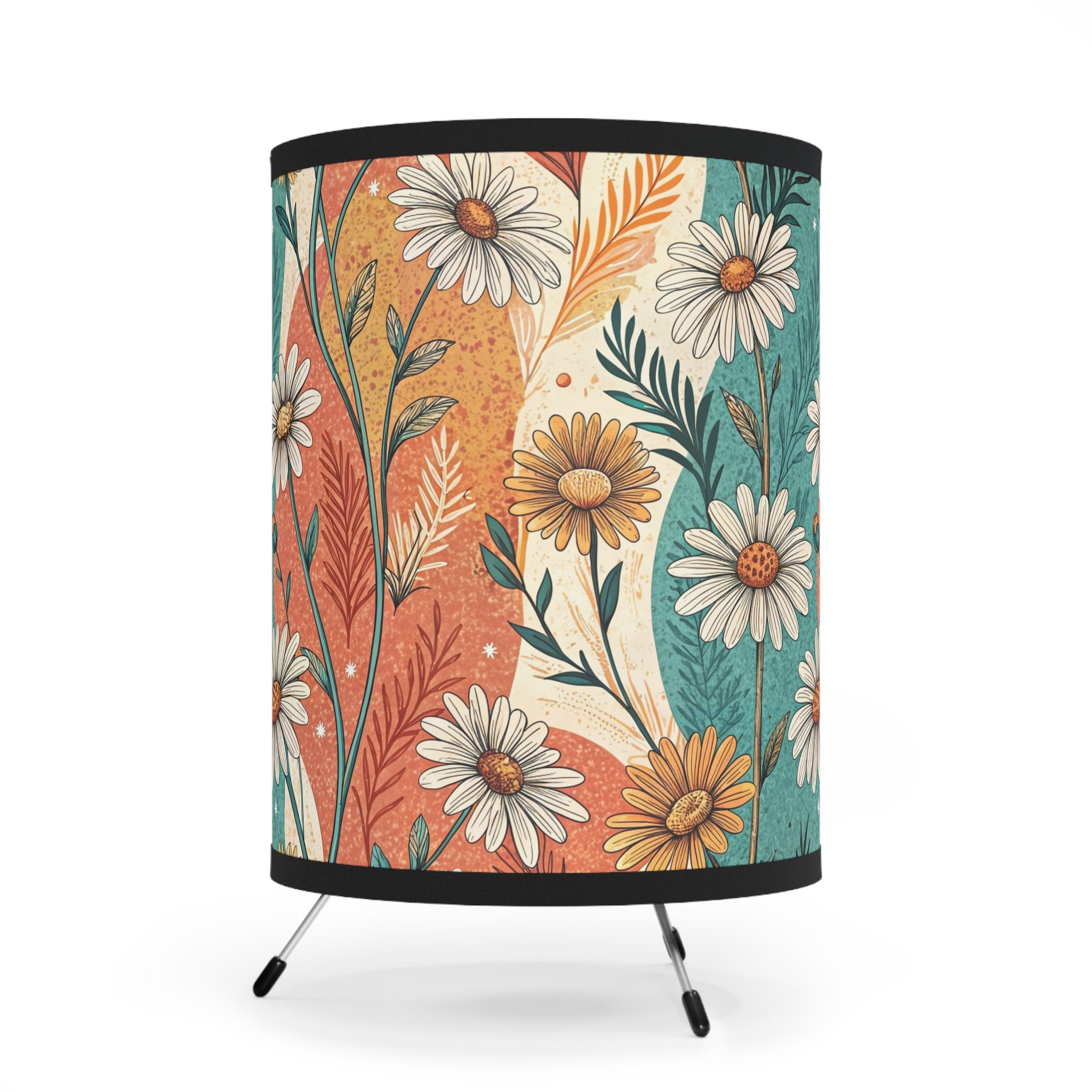 Retro Daisy Dream Tripod Lamp with High-Res Printed Shade, US\CA plug, Artsulli - Art is Long, Life is Short, Home Decor, , , , , , , 