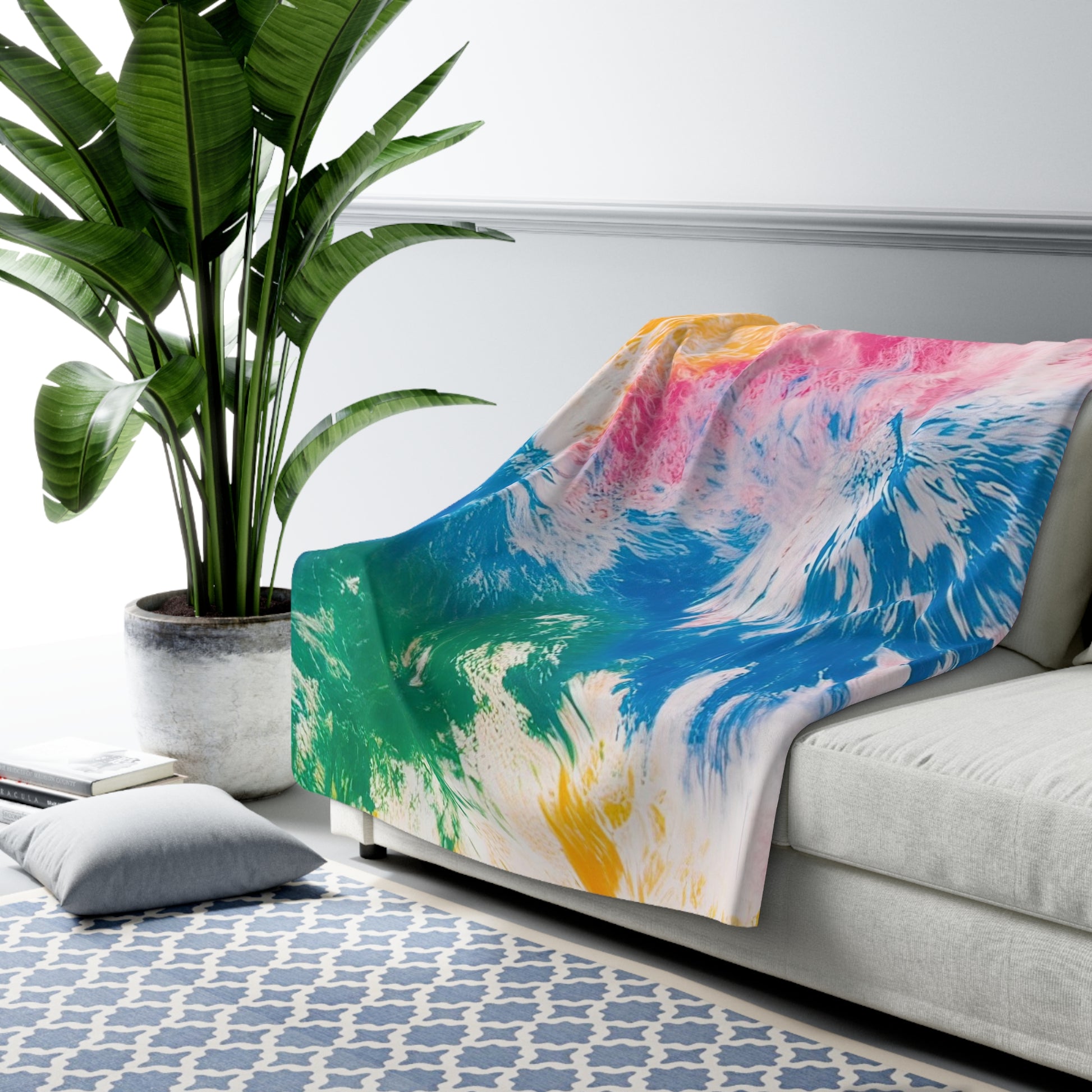 Tie Dye Splash Sherpa Fleece Blanket, Artsulli - Art is Long, Life is Short, Home Decor, , , , , , , 
