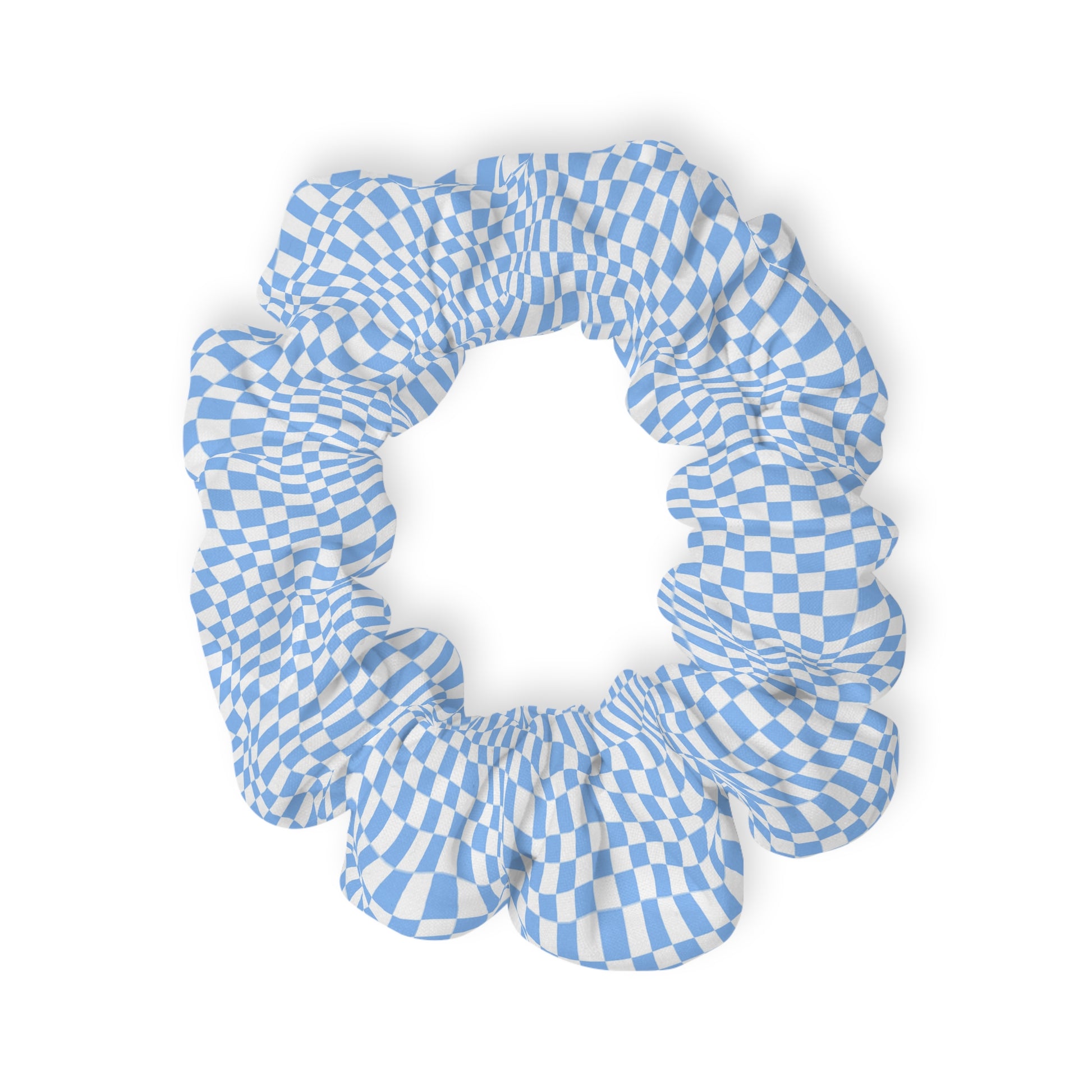 Checkerboard White and Light Blue Scrunchie, Artsulli - Art is Long, Life is Short, Accessories, Size, 4'' × 4'', , , , , 25667073034048007141