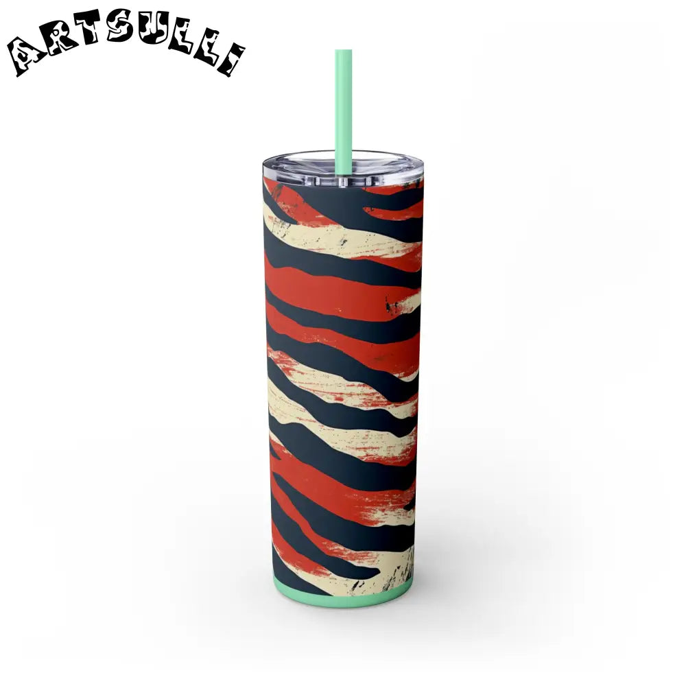 JAKKOUTTHEBXX Capricious Tiger Wave Skinny Tumbler with Straw 20oz