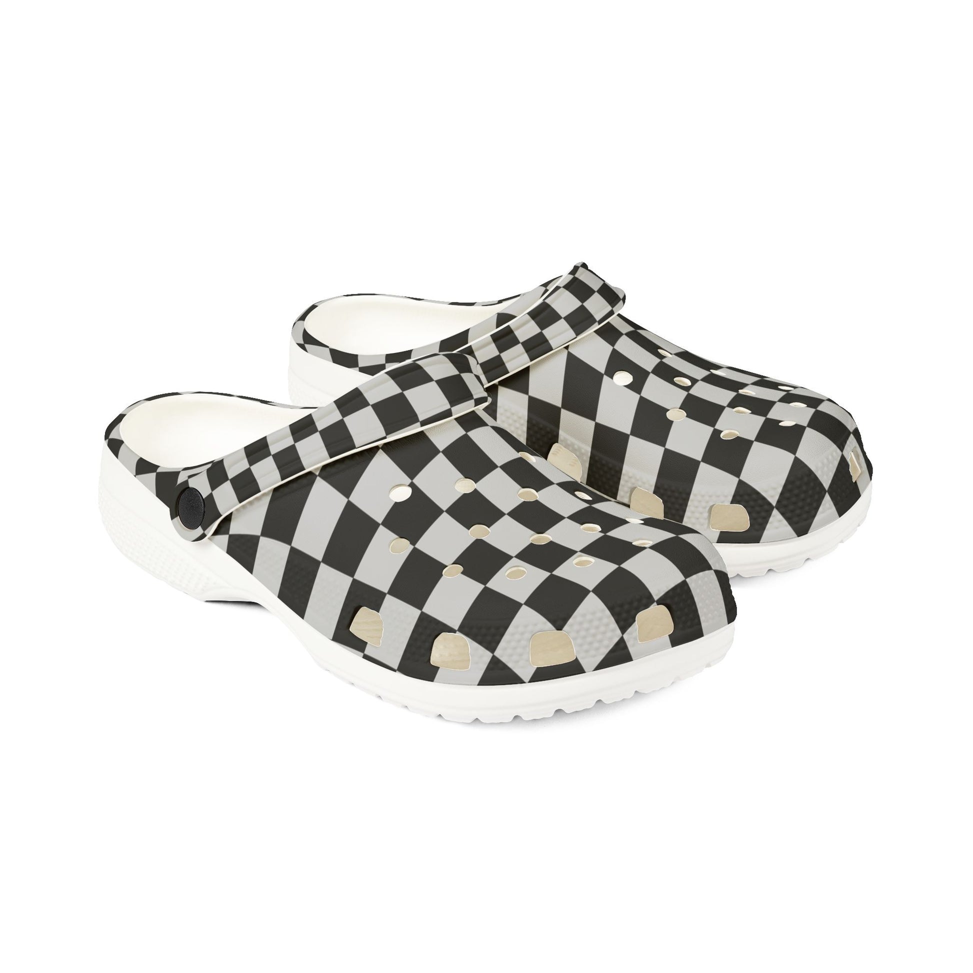 Checkerboard Dada Black and Light Gray EVA Foam Rubber Shoes (AOP), Artsulli - Art is Long, Life is Short, Shoes, , , , , , , 