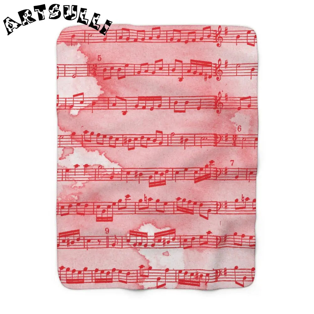 JAKKOUTTHEBXX Pink Watercolor Sheet Music Fleece Blanket 2025