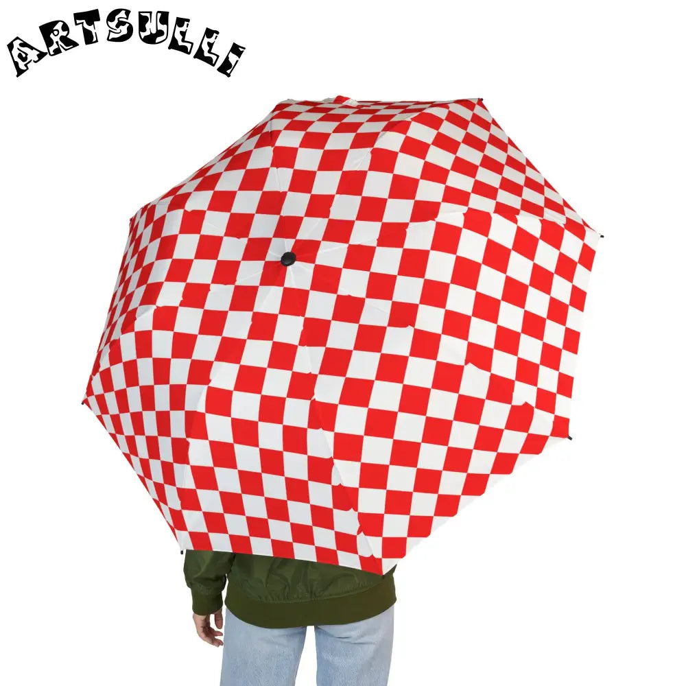 JAKKOUTTHEBXX Checkerboard II Red and White Semi-Automatic Foldable